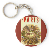 Vintage Travel Poster Arc de Triomphe Paris France Keychain