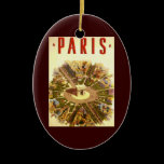 Vintage Travel Poster Arc de Triomphe Paris France Christmas Tree Ornament