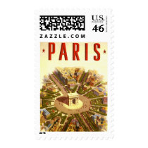 Vintage Travel Poster Arc de Triomphe Paris France Postage Stamp