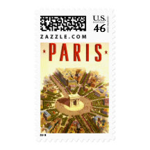 Vintage Travel Poster Arc de Triomphe Paris France Postage Stamp