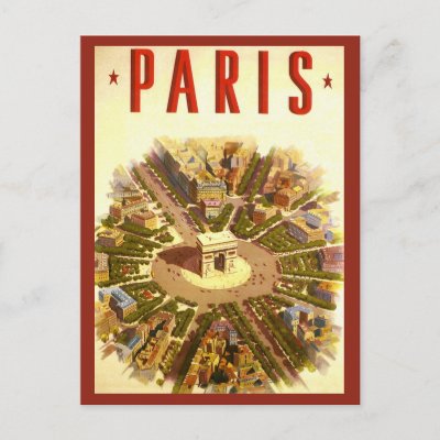 Vintage Travel Poster Arc de Triomphe Paris France Postcard