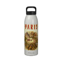 Vintage Travel Poster Arc de Triomphe Paris France Water Bottle