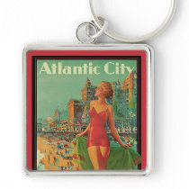 Vintage Travel Poster; Atlantic City Keychains