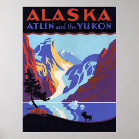 Vintage Travel Poster, Atlin and the Yukon, Alaska