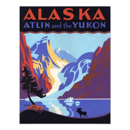 Vintage Travel Poster, Atlin and the Yukon, Alaska Announcement