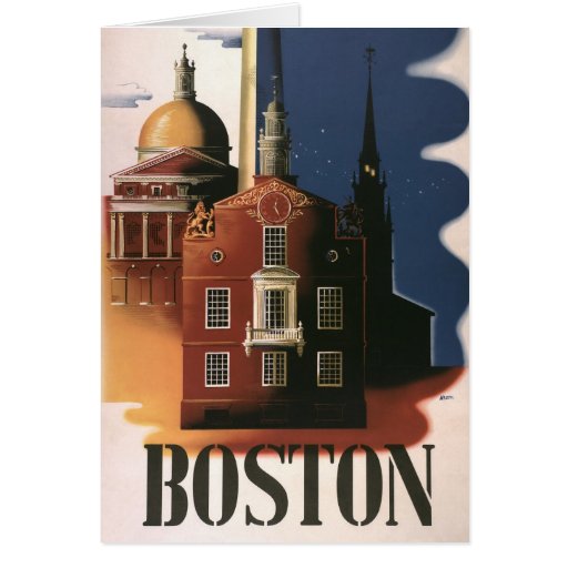 Vintage Travel Poster, Boston, Massachusetts Cards