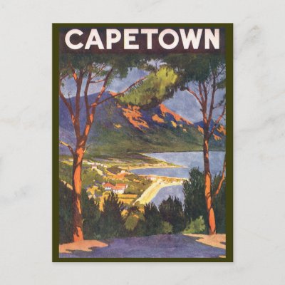 Vintage Travel Poster, Cape Town, Africa Postcard