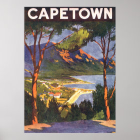 Vintage Travel Poster, Cape Town, South Africa