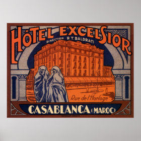 Vintage Travel Poster, Casablanca, Morocco, Africa