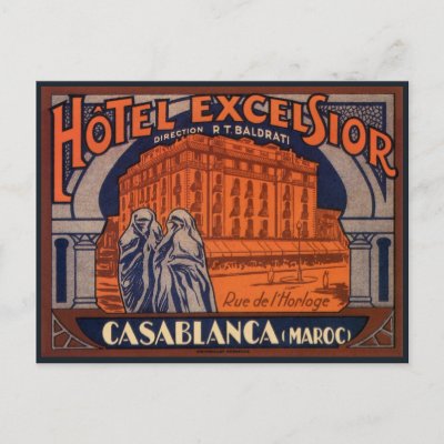 Vintage Travel Poster, Casablanca, Morocco, Africa Postcard