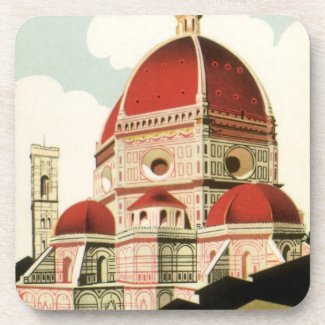 Vintage Travel Poster, Florence, Firenze, Italy Drink Coasters