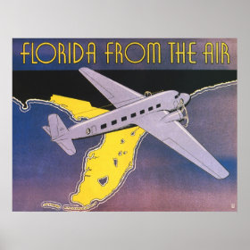 Vintage Travel Poster, Florida from Air Airplane
