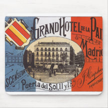 Vintage Travel Poster, Hotel Paix, Madrid, Spain Mousepad