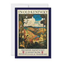 Vintage Travel Poster, In Old Kentucky Personalized Invites