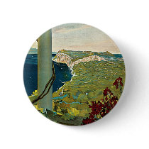 Vintage Travel Poster, Isle of Capri, Italy Button