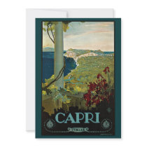Vintage Travel Poster, Isle of Capri, Italy Custom Announcement