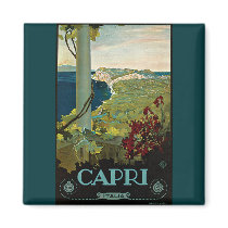 Vintage Travel Poster, Isle of Capri, Italy Magnet