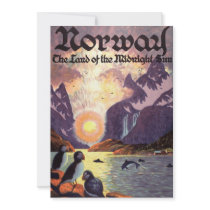 Vintage Travel Poster, Land of the Midnight Sun Custom Invites