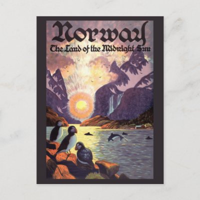 Vintage Travel Poster, Land of the Midnight Sun Postcard