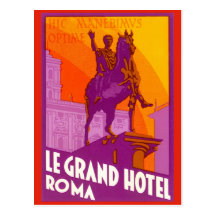 Vintage Travel Poster, Le Grand Hotel Roma Italy Postcards