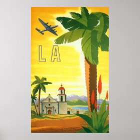 Vintage Travel Poster, Los Angeles, California