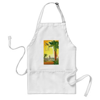 Vintage Travel Poster, Los Angeles, California Aprons