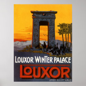 Vintage Travel Poster, Louxor Winter Palace, Egypt