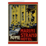 Vintage Travel Poster, Marini Strand Hotel, Rome Greeting Card