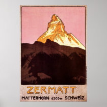 Vintage Travel Poster, Matterhorn, Switzerland