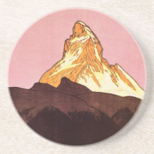 Vintage Travel Poster, Matterhorn, Switzerland Coaster