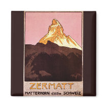 Vintage Travel Poster, Matterhorn, Switzerland Fridge Magnet