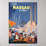 Vintage Travel Poster, Nassau, Florida, Sailboats