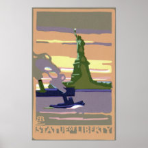 Vintage Travel Poster, New York City, Lady Liberty
