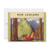 Vintage Travel Poster, New Zealand invitations by YesterdayCafe Vintage Travel Poster, New Zealand invitations