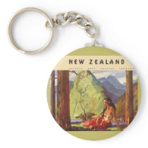 Vintage Travel Poster, New Zealand keychains by YesterdayCafe Vintage Travel Poster, New Zealand keychains