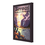 Vintage Travel Poster, Norway Land of Midnight Sun Stretched Canvas Print