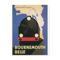 Vintage Travel Poster of Bournemouth Belle Train Postcard