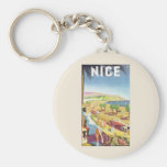 Vintage Travel Poster, the Coast of Nice France Keychains