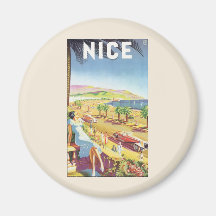 Vintage Travel Poster, the Coast of Nice France Refrigerator Magnets