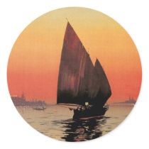 Vintage Travel Poster, Venice Lido, Italy Stickers
