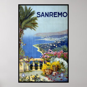 Vintage Travel, San Remo, Italy, Italian Riviera Poster