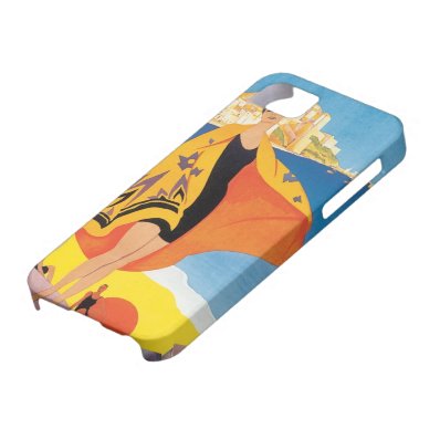 Vintage Travel, Summer Beach with Woman at Calvi