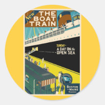Vintage Travel - The Train Boat Round Sticker
