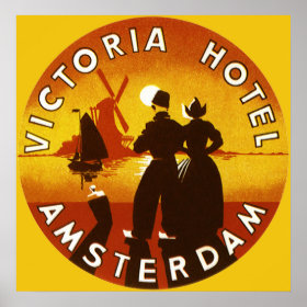 Vintage Travel, Victoria Hotel, Amsterdam, Holland Poster