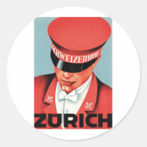 Vintage Travel Zurich Switzerland Label Art Sticker