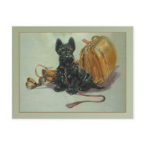 Vintage Traveling Scottie Dog Postcard