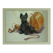 Vintage Traveling Scottie Dog Postcard