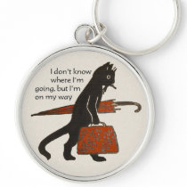 Vintage Travelling Black Cat Keychain