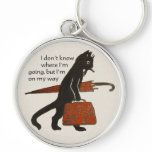 Vintage Travelling Black Cat Keychain