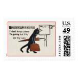 Vintage Travelling Black Cat Large Postage Stamp